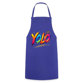 YOLO you only live once -  Farbenrausch Graffiti - Kochschürze - Royalblau - Vorne - AI Model Male 185 dark (185cm)