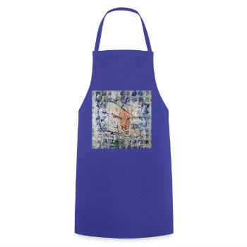 Orange Kuh im Splatter-Abstract - Kochschürze - Royalblau - Vorne - AI Model Male 185 dark (185cm)