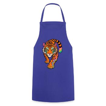 Neonfarben Tiger im Sprung - Kochschürze - Royalblau - Vorne - AI Model Male 185 dark (185cm)