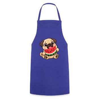 Mops Chibi Kawaii Cartoon Freude - Kochschürze - Royalblau - Vorne - AI Model Male 185 dark (185cm)