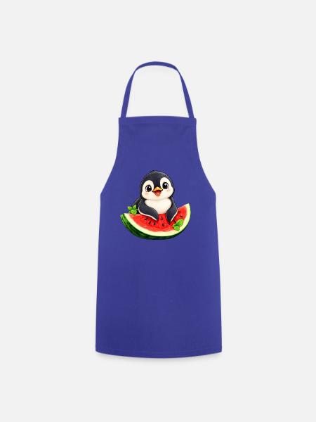 Süßer Cartoon Pinguin Melone Sommer - Kochschürze - Royalblau