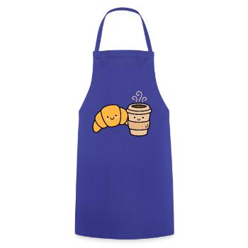 Kawaii Croissant Kaffee-Duo - Kochschürze - Royalblau - Vorne - AI Model Male 185 dark (185cm)