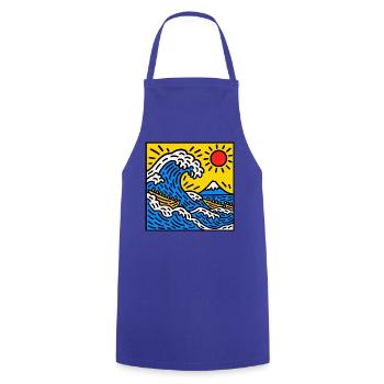 Bright Wave Sunrise mit Fuji Peak - Kochschürze - Royalblau - Vorne - AI Model Male 185 dark (185cm)