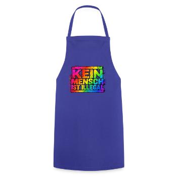 Kein Mensch Ist Illegal Regenbogen - Kochschürze - Royalblau - Vorne - AI Model Male 185 dark (185cm)