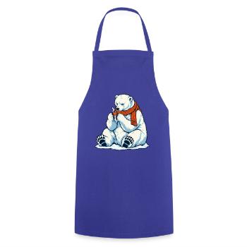 Eisbär mit Kaffeetassee - Teebecher - Kochschürze - Royalblau - Vorne - AI Model Male 185 dark (185cm)
