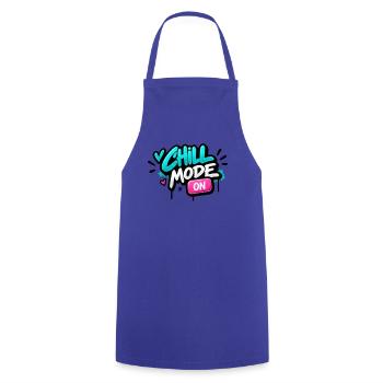 Chillmodus Neon Graffiti - Kochschürze - Royalblau - Vorne - AI Model Male 185 dark (185cm)
