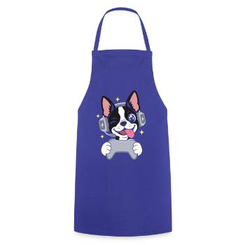 Gaming Boston Terrier mit Headset und Controller - Kochschürze - Royalblau - Vorne - AI Model Male 185 dark (185cm)