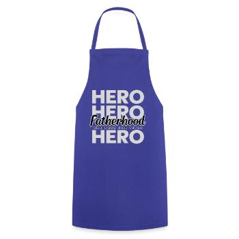 Fatherhood Hero – Papa Held Vater Geschenk - Kochschürze - Royalblau - Vorne - AI Model Male 185 dark (185cm)