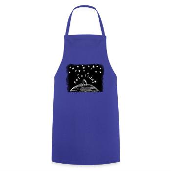 Solutions – Mädchen auf der Weltkugel unter Sterne - Kochschürze - Royalblau - Vorne - AI Model Male 185 dark (185cm)