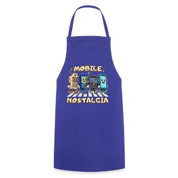 Mobile Nostalgia: Retro-Handy-Parade - Kochschürze - Royalblau - Vorne - AI Model Male 185 dark (185cm)