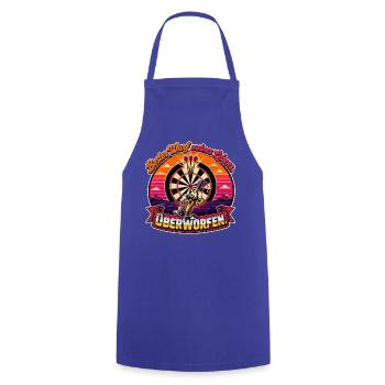 Retro Dartfigur Überworfen - Kochschürze - Royalblau - Vorne - AI Model Male 185 dark (185cm)