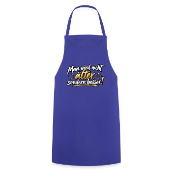 Älter, aber besser – Motivationsdesign - Kochschürze - Royalblau - Vorne - AI Model Male 185 dark (185cm)