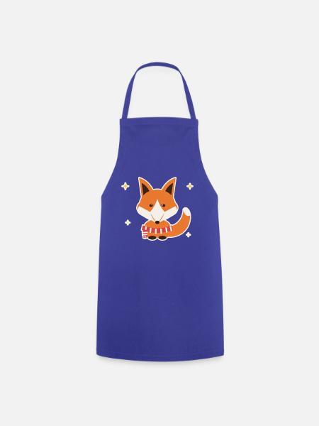 Fuchs mit Winterschal - Kochschürze - Royalblau