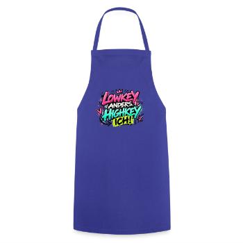 Lowkey Anders Highkey Ich Graffiti - Kochschürze - Royalblau - Vorne - AI Model Male 185 dark (185cm)