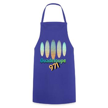 Guadeloupe 971 Strand- und Urlaubsfarben - Kochschürze - Royalblau - Vorne - AI Model Male 185 dark (185cm)
