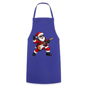 Rockender Weihnachts-Santa mit E-Gitarre - Kochschürze - Royalblau - Vorne - AI Model Male 185 dark (185cm)