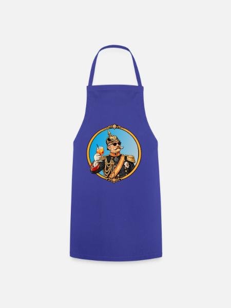 Kaiser Wilhelm mit Sonnenbrille und Cocktail - Kochschürze - Royalblau