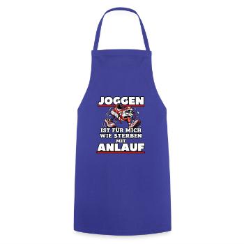 Joggen ist für mich wie Sterben mit Anlauf - Kochschürze - Royalblau - Vorne - AI Model Male 185 dark (185cm)