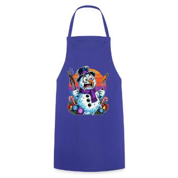 Christmas Schneemann grillt Karotten und schmilzt - Kochschürze - Royalblau - Vorne - AI Model Male 185 dark (185cm)