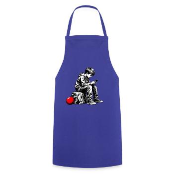 Schwarzweiß Jugend am Handy - Kochschürze - Royalblau - Vorne - AI Model Male 185 dark (185cm)