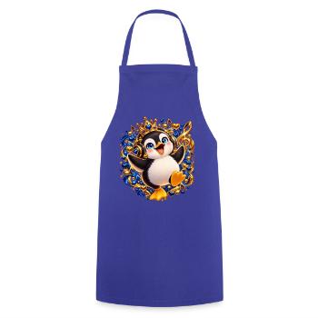 Königlicher Pinguin mit Musikglanz - Kochschürze - Royalblau - Vorne - AI Model Male 185 dark (185cm)