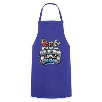 Anlagenmechaniker Spruch Darum stolz - Kochschürze - Royalblau - Vorne - AI Model Male 185 dark (185cm)