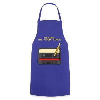 Spul The Good Times Retro Cassette 80s zurück - Kochschürze - Royalblau - Vorne - AI Model Male 185 dark (185cm)