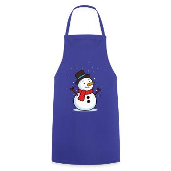 Schneemann mit Zylinder und rotem Schal  - Kochschürze - Royalblau - Vorne - AI Model Male 185 dark (185cm)