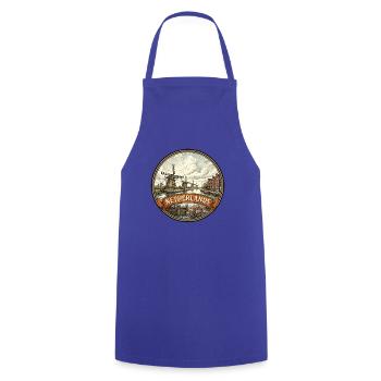 Niederländisches Reiseabzeichen Windmühlen-Kanal-Souvenir - Kochschürze - Royalblau - Vorne - AI Model Male 185 dark (185cm)