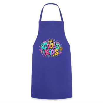 Coole Kids Graffiti Spritzer - Kochschürze - Royalblau - Vorne - AI Model Male 185 dark (185cm)