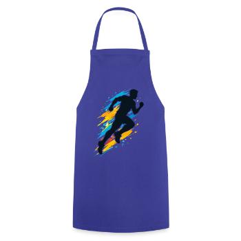 Läufer Laufsilhouette - Kochschürze - Royalblau - Vorne - AI Model Male 185 dark (185cm)