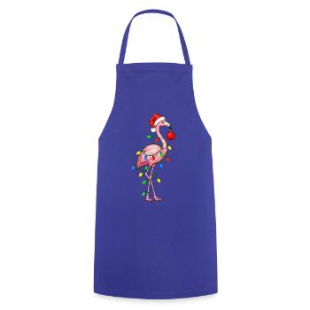 Weihnachtsflamingo mit Lichterkette - Kochschürze - Royalblau - Vorne - AI Model Male 185 dark (185cm)