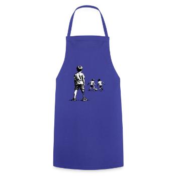 Monochrome Kinderfußball-Szene - Kochschürze - Royalblau - Vorne - AI Model Male 185 dark (185cm)