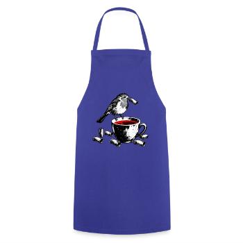 Spionvogel über Kaffee - Kochschürze - Royalblau - Vorne - AI Model Male 185 dark (185cm)