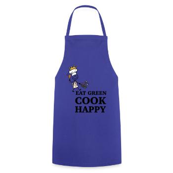 Eat Green Cook Happy – Lustiger Veggie Koch - Kochschürze - Royalblau - Vorne - AI Model Male 185 dark (185cm)