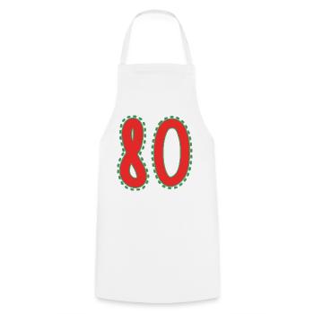 80. 80 ANS. 80e ANNIVERSAIRE. ANNIVERSAIRE 80 ANS. - Tablier de cuisine - blanc - Devant - AI Model Male 185 dark (185cm)