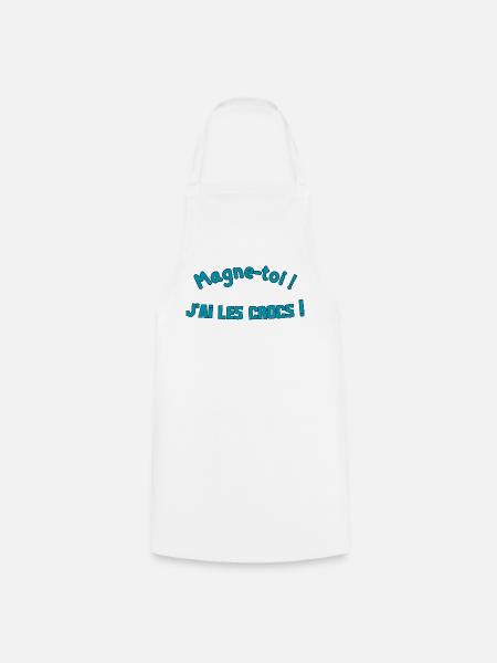Magne-toi J'ai les Cr*cs – Bleu Pop - Tablier de cuisine - blanc