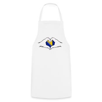 Bosnien Flagge Herzform - Kochschürze - Weiß - Vorne - AI Model Male 185 dark (185cm)