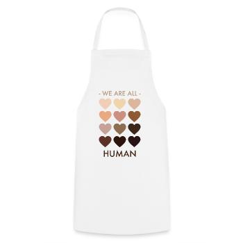 We are all human - Kochschürze - Weiß - Vorne - AI Model Male 185 dark (185cm)