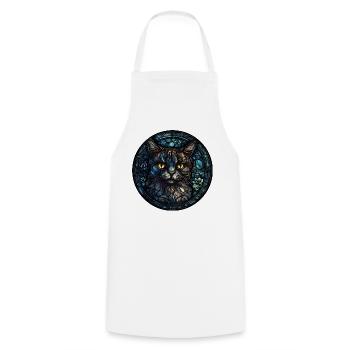 Pixie Bob Katzenrasse Aquarellglas - Kochschürze - Weiß - Vorne - AI Model Male 185 dark (185cm)
