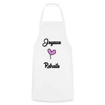 RETIREMENT. RETIREMENT. RETIRED. RETIREMENT - Cooking Apron - white - Front - AI Model Male 185 dark (185cm)