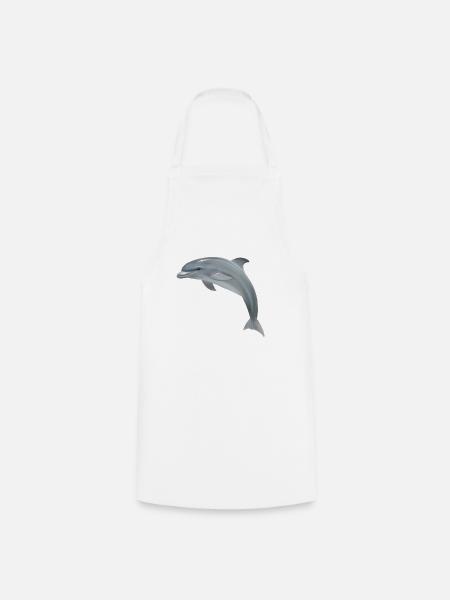 Springender Delfin - Realistische Illustration - Kochschürze - Weiß