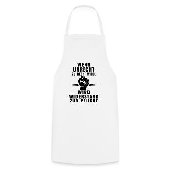 Recognizing injustice – showing resistance - Cooking Apron - white - Front - AI Model Male 185 dark (185cm)