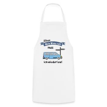 womo ruft campingbus - Kochschürze - Weiß - Vorne - AI Model Male 185 dark (185cm)