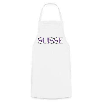 SUISSE. PAYS. GENEVE. HUMOUR. PAYS. DRAPEAU - Tablier de cuisine - blanc - Devant - AI Model Male 185 dark (185cm)