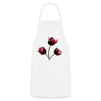 Tulpen weinrote Tulpe - Kochschürze - Weiß - Vorne - AI Model Male 185 dark (185cm)