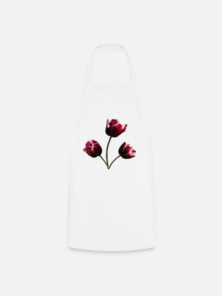 Tulpen weinrote Tulpe - Kochschürze - Weiß
