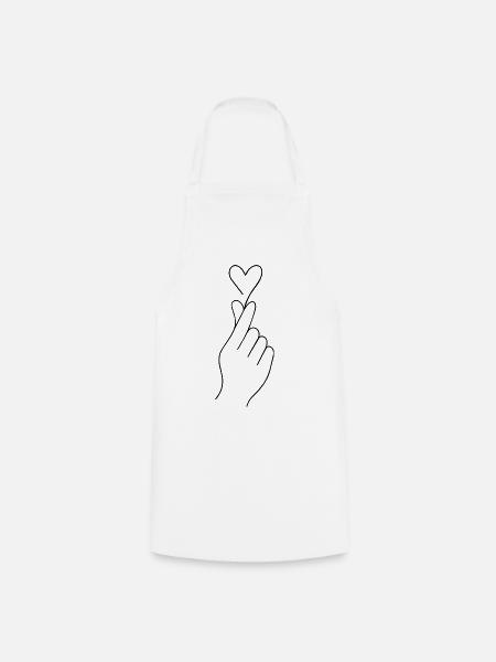 Koreanisches Fingerherz – Minimalistisches Love Sy - Kochschürze - Weiß