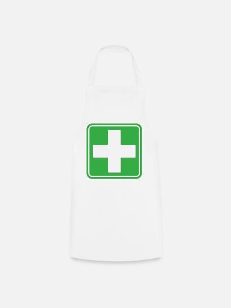 Icône vectorielle de panneaux de sécurité croisés médicales de premiers secours - Tablier de cuisine - blanc