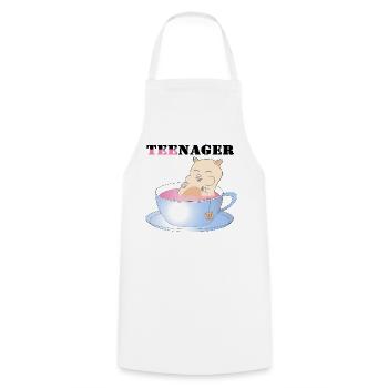 Teenager, Tee-Nager - Kochschürze - Weiß - Vorne - AI Model Male 185 dark (185cm)